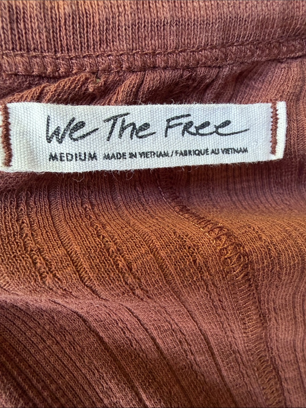 We The Free Ribbed Button-Front Top in Rose/Light Rust - Picture 2 of 8